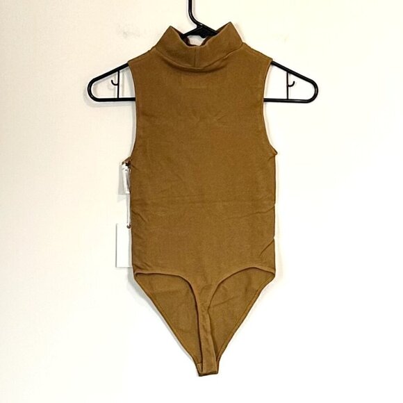 NWT Good American Mock Neck Seamless Bodysuit in Bronze Brown - Size 1/2 (S/M) - Picture 4 of 9